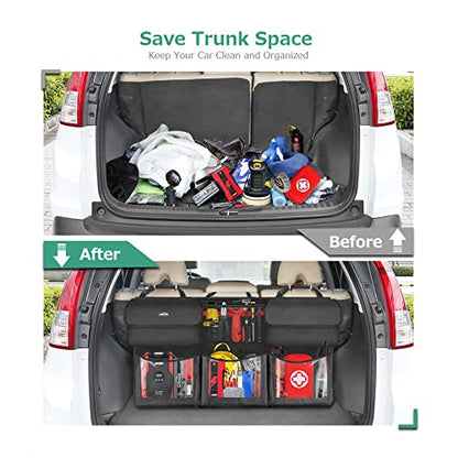 Oasser Back Seat Trunk Organizer Hanging Car Organizer Foldable Cargo Storage with 6 Large Pockets 3 Adjustable Straps 40x19inch - size: Regular-40x19in