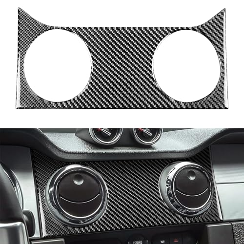 Car Air Vent Trim Central Consoles Wind Outlet Stickers Real Carbon Fiber Interior Accessories Decals Compatible with Ford Mustang GT Shelby 2005 2006 2007 2008 2009 - color: Central Vent-black