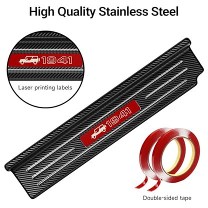 Upgraded Door Sill Guards Compatible with Jeep Wrangler JL JLU 2018-2025 2026 & Gladiator JT 2020-2025 2026 Accessories Stainless Steel Front and Rear Door Entry Guard (4PCS Carbon Fiber) - size: 4-Door Carbon Fiber