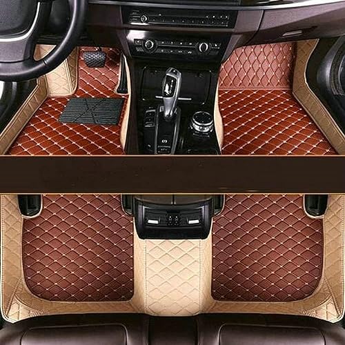 Custom Making Car Floor Mats for 96% Car Model Luxury Leather All Weather Waterproof Anti-Skid Full Coverage Liners (Beige and Brown) - color: beige and brown
