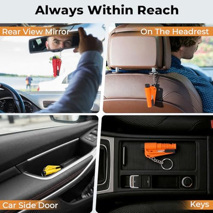 PIFOOG 16 Pcs Car Window Breaker Keychain 3-in-1 Emergency Escape Tool Glass Breakers Seatbelt Cutter Rescue Whistle Mini Compact Auto Safety Survival Tools 8 Colors - color: 16 PCS