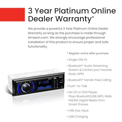BOSS Audio Systems 616UAB Car Stereo With Bluetooth - Single DIN, MP3, USB, Aux-in, AM/FM, No CD DVD Player - style: 616UAB