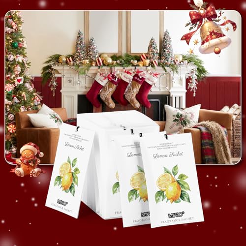 MYARO 12 Packs Lemon Scented Sachets for Drawer Closet Bathroom Odor Eliminator - Fresh Home Fragrance Car Air Frehener - color: Lemon