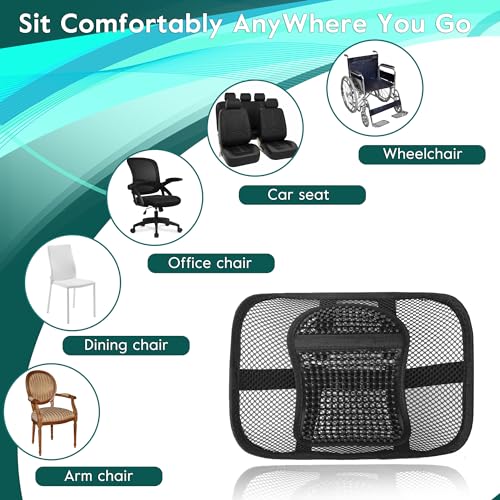 Samyoung 2 Pack Mesh Back Lumbar Support, Back Support Seat Cushion with Breathable Mesh for Office Chairs Car 12” x 16” - color: Black * 2