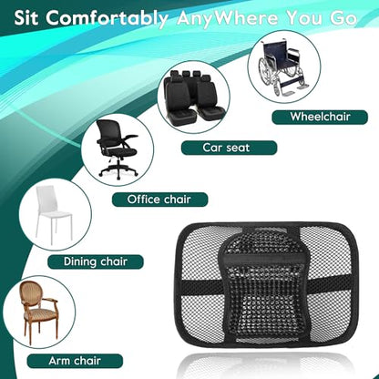 Samyoung 2 Pack Mesh Back Lumbar Support, Back Support Seat Cushion with Breathable Mesh for Office Chairs Car 12” x 16” - color: Black * 2
