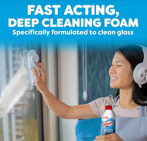 Windex Fast Shine Foam Glass Cleaner, No-Drip Aerosol Cleaning Spray, 19 oz. (Pack of 2) - size: 19 Fl Oz (Pack of 2)