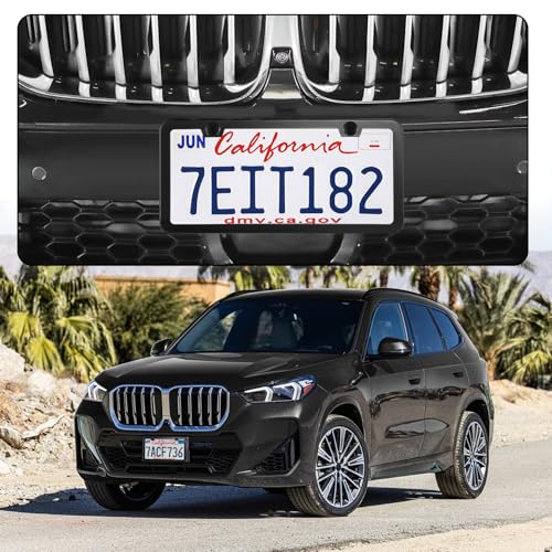LivTee Black License Plate Frames, 2 Holes Stainless Steel License Plate Covers, 2PCS Car License Plate Holder, Automotive Exterior Accessories, Slim Design with Gasket Cover for US Cars - color: Black