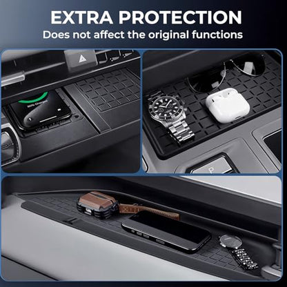 Wireless Charging Protective Mat & Center Console Storage Protective Mat & Passenger Storage Organizer Mat for Toyota RAV4 2026, Interior Accessories Anti-Slip Cover Pad for 2026 RAV 4, Black - style: Fits for Toyota RAV4 2026, C