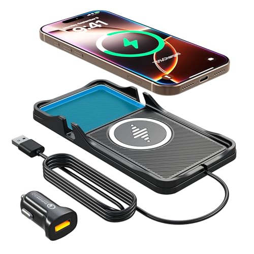 Wireless Car Charger,LANSEMKU Car Wireless Chargers Charging pad Non Slip 15w Fast Charger for Car Wireless Phone Charger for iPhone17/ 16/15/14/13/12 Pro Max,for Android (with Holder-100cm Cable)