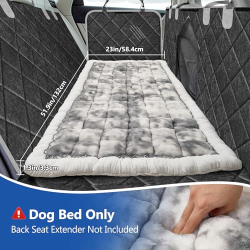 Thickened Dog Bed for Car Back Seat, Upgraded Bottom Non-Slip，Fits Hard Bottom car seat Cover for Dogs, Premium Mixed Color ，Dog Car Seat Cover - color: Grey-white