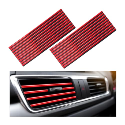Yourkar 20 PCS Car Air Conditioner Decoration Strip, Flexible Air Vent Outlet Trim Decoration, Waterproof Decorative Trim for Air Vent Outlet for Most Vehicles, Car Accessories (Shiny Red) - color: Shiny Red