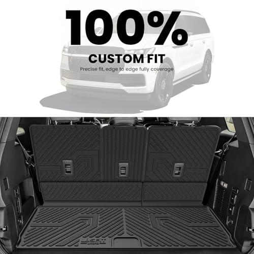 LASFIT Floor Mats&Cargo Backrest Mat for 7&8 Seats Ford Expedition Standard & Lincoln Navigator Standard 2025 2026,Costom Fit All Weather Protection TPE Easy Clean Floor Liners,4pcs. - style: 7) Expedition 7 Seats Standrad| 25-26 | Cargo&Seatback