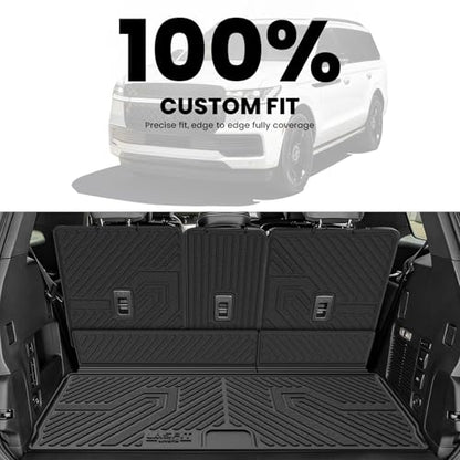 LASFIT Floor Mats&Cargo Backrest Mat for 7&8 Seats Ford Expedition Standard & Lincoln Navigator Standard 2025 2026,Costom Fit All Weather Protection TPE Easy Clean Floor Liners,4pcs. - style: 7) Expedition 7 Seats Standrad| 25-26 | Cargo&Seatback