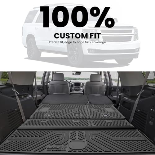 LASFIT Trunk Mat with Backrest Mat 2015-2020 for Chevrolet Chevy Tahoe/GMC Yukon (Only Yukon, Not Fit Yukon XL)/Cadillac Escalade (Only Escalade, Not Fit Escalade ESV), All Weather TPE Custom Fit - size: Cargo Liner for Tahoe/Yukon/Escalade 2015-2020