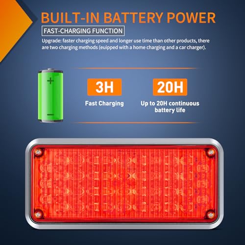Nilight 2PCS 42LED Red Magnetic Strobe Lights Portable Warning Hazard Light Surface Mount Waterproof 5 Patterns for 12V 24V Cars Trucks Van Off Road Vehicles ATV - color: 42LED Red