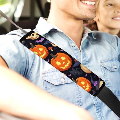 Women's Car Belt Covers, Halloween Gothic Witch Black Cat Bat Pumpkin Skull Mushroom Fashion Cushion Pad Car Shoulder Strap Harness Pad - color: Color361