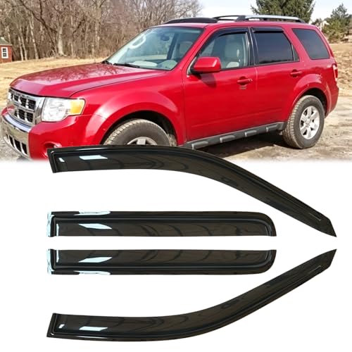 4pcs Shatterproof Outside Mount Style Sun Rain Guard Stylish Side Window Wind Deflectors Dark Smoke Vent Window Visors fit for 01-12 Escape 08-11 Mazda Tribute 05-11 Mercury Mariner 94059 - size: for 2001-2012 Escape