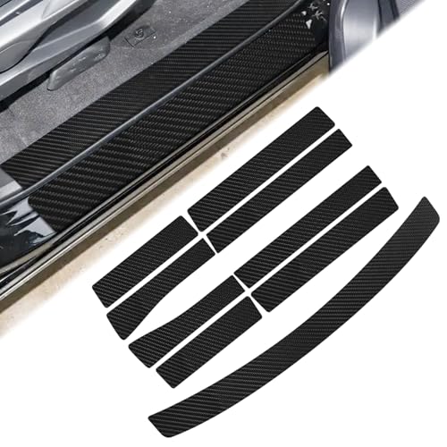 Bilisin 9PCS Car Door Sill Protector Compatible with Honda CRV 5th Gen 2017-2022,Carbon Fiber Leather Auto Trunk Door Sill Entry Guard Scratch Protector Accessories - size: for CRV 5th Gen 2017-2022
