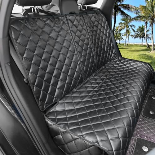 Dog Car Seat Cover for Back Seat, Waterproof Back Seat Covers for Dogs, PU Leather Nonslip Bench Car Seat Protector Universal Fit Most Vehicles,SUVs,Small Trucks（Black,Standard） - color: Black, size: Standard Back Seat Cover