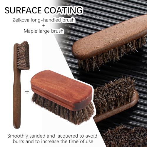 2PCS Horse Hair Brush for Leather,Soft Car Detailing Brushes Set with Concave Design,Multi-Purpose Leathers Brushes as Car Cleaning Brush for Cleaning Cars Interiors,Seat