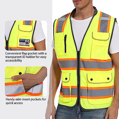 ArcRidge Reflective Safety Vest for Men and Women - High Visibility Construction Vest - Dual Tone Reflective Strips - color: Yellow, size: 3X-Large