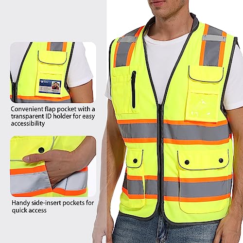 ArcRidge Reflective Safety Vest for Men and Women - High Visibility Construction Vest - Dual Tone Reflective Strips - color: Yellow, size: 4X-Large
