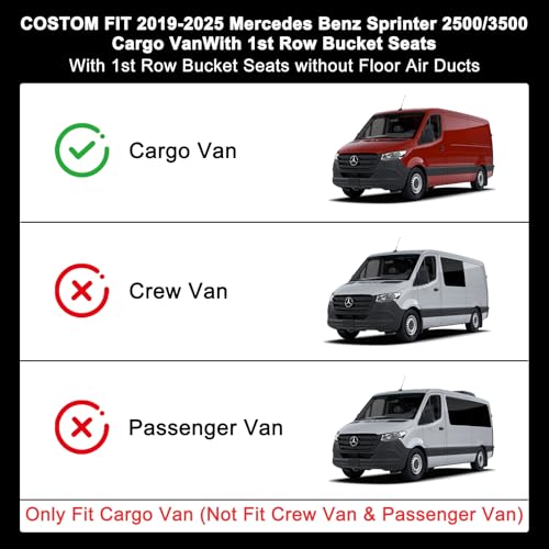 Floor Mats for 2019-2024 2025 2026 Mercedes-Benz Sprinter 2500/3500 Only Fit Cargo Van (Not Fit Crew & Passenger), TPE All Weather Protection Front Row Van Floor Liners Accessories,Black - size: for 2019-2026 Benz Sprinter Front Mat