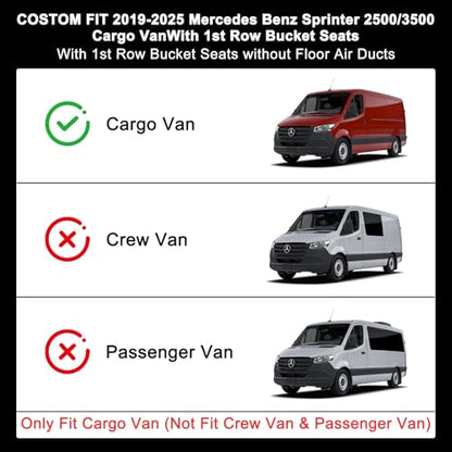 Floor Mats for 2019-2024 2025 2026 Mercedes-Benz Sprinter 2500/3500 Only Fit Cargo Van (Not Fit Crew & Passenger), TPE All Weather Protection Front Row Van Floor Liners Accessories,Black - size: for 2019-2026 Benz Sprinter Front Mat