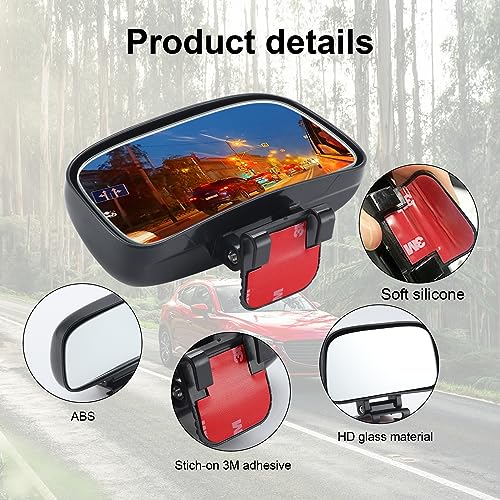 LivTee Blind Spot Mirror, Adjustable Mounted Blindspot Mirror HD Glass Wide Angle View, Side Rearview Mirror Universal, Black - size: Wide Angle