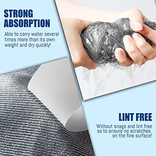 Airlab Streak Free Miracle Cleaning Cloth Easy Clean Pack of 8-12" x 16" Microfiber Dish Cloths Glass Polishing Lint Free for Kitchen Mirrors Wine Car - color: Sliver, Pack of 8