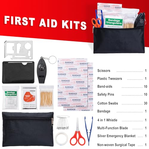 Car Roadside Emergency Kit - Car Emergency Kit with Jumper Cables, Tow Rope, Folding Shovel, Safety Hammer, Reflective Warning Triangle, Car Safety Kits for Men, Women, Teenagers