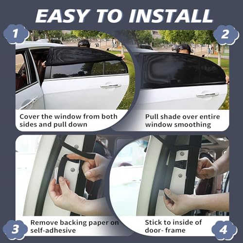 2 Pack Car Window Shades,Super Stretchy Mesh Screen Sun Car Window Shade Mosquito,Stretchable UV Protection Window Screen for Babies, Families and Pets - size: XX-Large