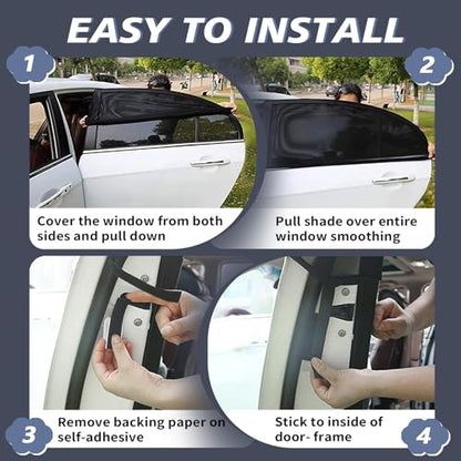 2 Pack Car Window Shades,Super Stretchy Mesh Screen Sun Car Window Shade Mosquito,Stretchable UV Protection Window Screen for Babies, Families and Pets - size: Large