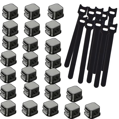 24 PCS Cord Organizer Magnetic Cable Clips Adhesive Charger Holders for Cords Wire Organizer Clips for Cell Phone Nightstand Desktop Home Accessories Magnetic Cord Holders for Cables (Black) - color: Black2