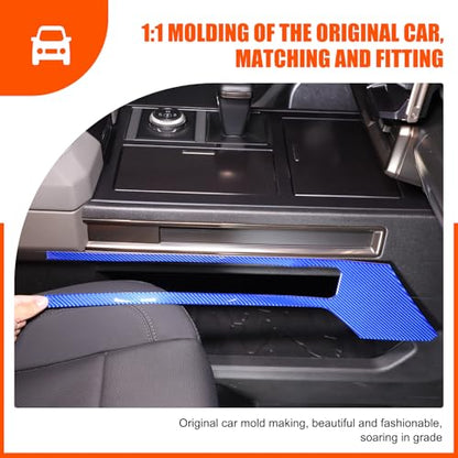 for Hummer EV Accessories Car Center Console Gear Shift Panel Cover Trim Real Carbon Fiber Interior Trim Cover for Hummer EV Pickup SUV 2024 2025 4PCS (Blue)