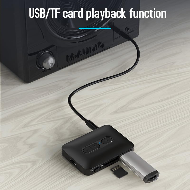 Bluetooth 5.3 Car Adapter AUX Receiver，Suitable for car/Smartphone/Tablet/Bluetooth Speaker/Hands-Free Calling