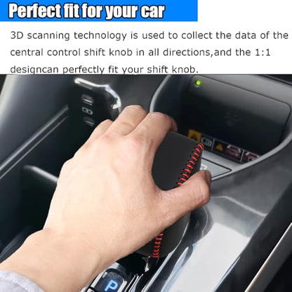 Custom Interior Accessories for Toyota Prius Crown 2023 2024 2025 2026 Crown Signia Leather Automatic Gear Shift Knob Cover,Transimission Boots Shift Lever Leather Sheath(Black Stitches) - color: Black Stitches