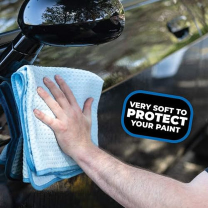 The Rag Company Dry Me A River, Professional Korean 70/30 Blend Microfiber Waffle-Weave Drying & Detailing Towels, Soft Suede Edges, 390 GSM, 16x24 Inches, Light Blue, 3-Pack - color: Light Blue, size: 16in x 24in
