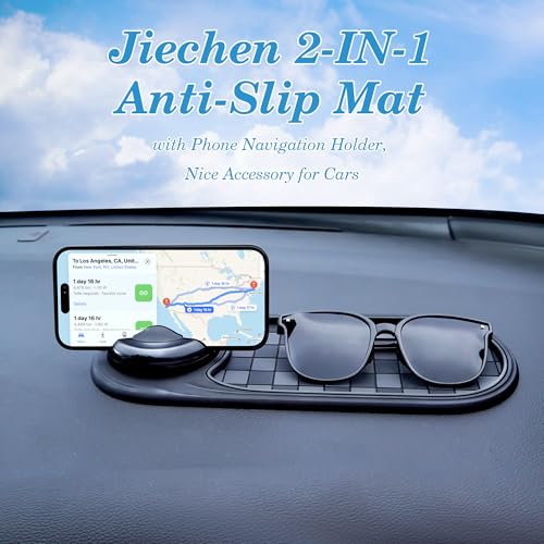 Universal Anti-Slip Car Dashboard Mat with 360° Rotating Phone Holder – Multi-Functional Organizer Pad for Phones, Sunglasses, Keys, and Daily Essentials (Brown Black) - color: Brown Black