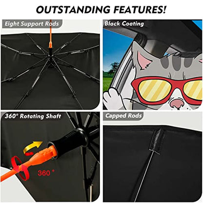 Funny Cats Car Windshield Sun Shade Umbrella Foldable Front Window Sunshade Cover Visor Window Car Front Window Auto Windshield Shade for Cars - color: Funny Cats