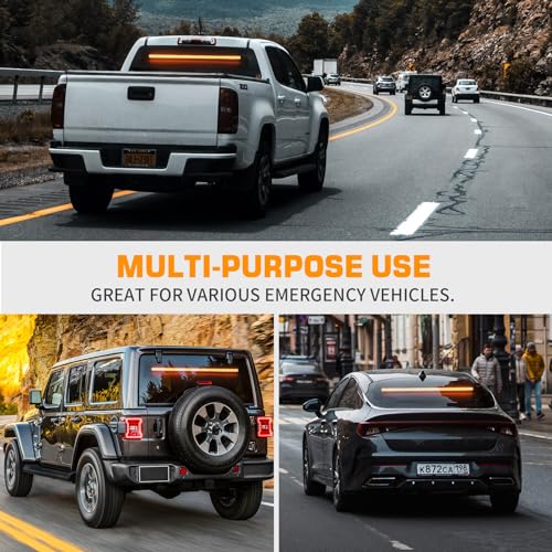 XRIDONSEN 35 inch Traffic Advisor Amber Light Bar 144 LED Rear Window Strobe Lights Emergency Warning Flashing Safety Interior Windshield Lights w/Directional for Plow Trucks Construction Vehicles - color: Amber