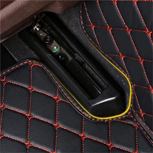 Custom Car Mats All Weather Fit Automotive Floor Mats PU Leather Protector Mat for Most Sedan, SUV, Truck (Black Red) - color: Black Red