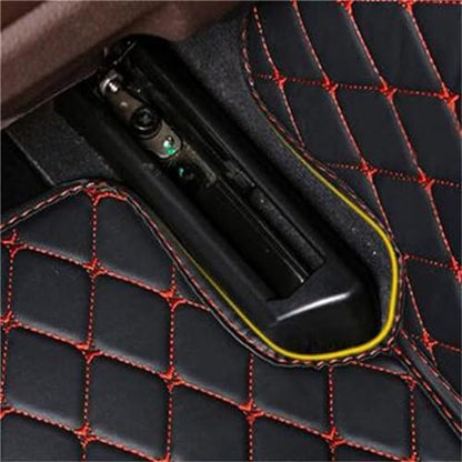 Custom Car Mats All Weather Fit Automotive Floor Mats PU Leather Protector Mat for Most Sedan, SUV, Truck (Black Red) - color: Black Red