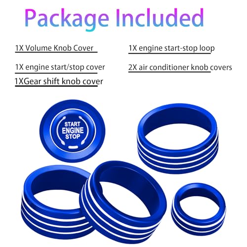 for 2025 2026 Chevrolet Equinox（No Equinox EV） Aluminum Interior Trim Accessories, Including air Conditioning Volume Controls, Shift Switch, and Starter knob Cover/Ring. (Blue) - color: blue