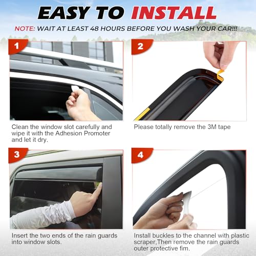 in-Channel Rain Guards Compatible with Chevrolet Silverado Crew Cab 2019-2025 Full Size Shatterproof Heavy-Duty Side Window Deflectors, Window Visor -Black, 4 PCS - size: Fit for Silverado Crew Cab 2019-2025-in Channel