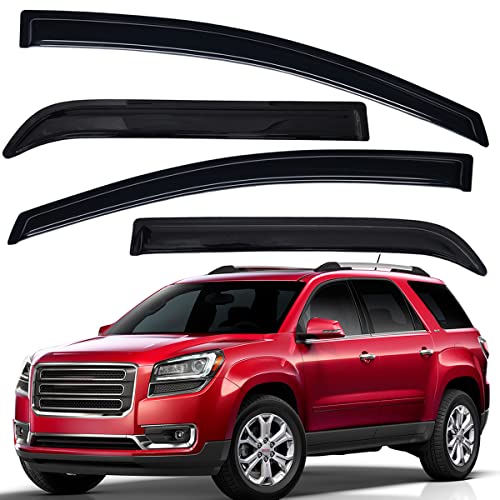 Lightronic Extra Durable Outside-Mount Auto Vent Window Visor, Fits 2007-2016 GMC Acadia, 2017 Acadia Limited, UV Protection Rain Guard, Original Wind Deflector, No-Drill Install, Dark Smoke, 4-Pcs