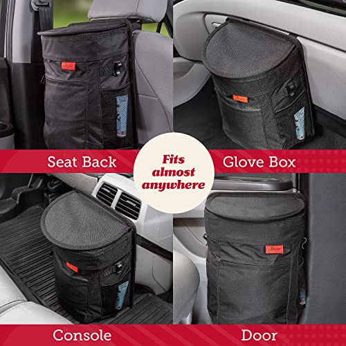 Lusso Gear Spill-Proof Car Trash Can - Leakproof Liner & Flip-Top Lid Auto Trash Can - Hangs in Trucks & SUVs as Trunk Organizer - 2.5-Gal Mesh Pockets for Camper Accessories - 2.5 Gal, Gray, Round - color: 1-Pack Gray