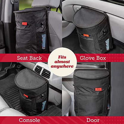 Lusso Gear Spill-Proof Car Trash Can (2 Pack) - Easy to Clean Hanging Garbage Bin - Leak-Proof, Removable Liner, Waterproof - Keeps Truck, SUV, Car, Minivan Clean & Odor Free (Black, Red Stitching) - color: 2-Pack Black, Red Stitching