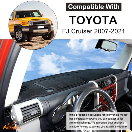 Aunginsy Car Dashboard Cover Mat Compatible with Toyota FJ Cruiser 2007-2021 SUV Dashboard Dash Cover Nonslip Black Mat Sun Pad Dash Carpet Sunshade Glare UV Rays Protector Car Interior Accessories - color: Black(LHD)