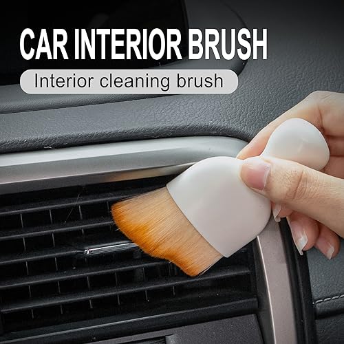 GaRhomxy Car Detailing Brushes, Car Interior Dust Sweeping Soft Brush, Soft Bristles Brush Cleaning Tool for Automotive Dashboard, Air Conditioner Vents, Computer, Scratch Free(White) - color: White